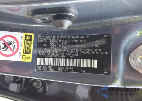 2015 Toyota Highlander Le V6 из США, поврежденный, VIN 5TDZKRFH8FS048354